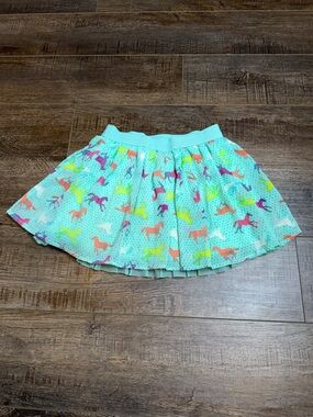 Girls Unicorn Tulle Skort Mint Green Rainbow Horse Print Lined Skirt Size 6/6X